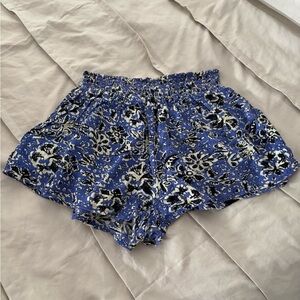 Ecote Blue and Black Patterned High Waist Shorts